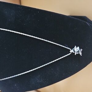 Silver Necklace with Two Dolphins